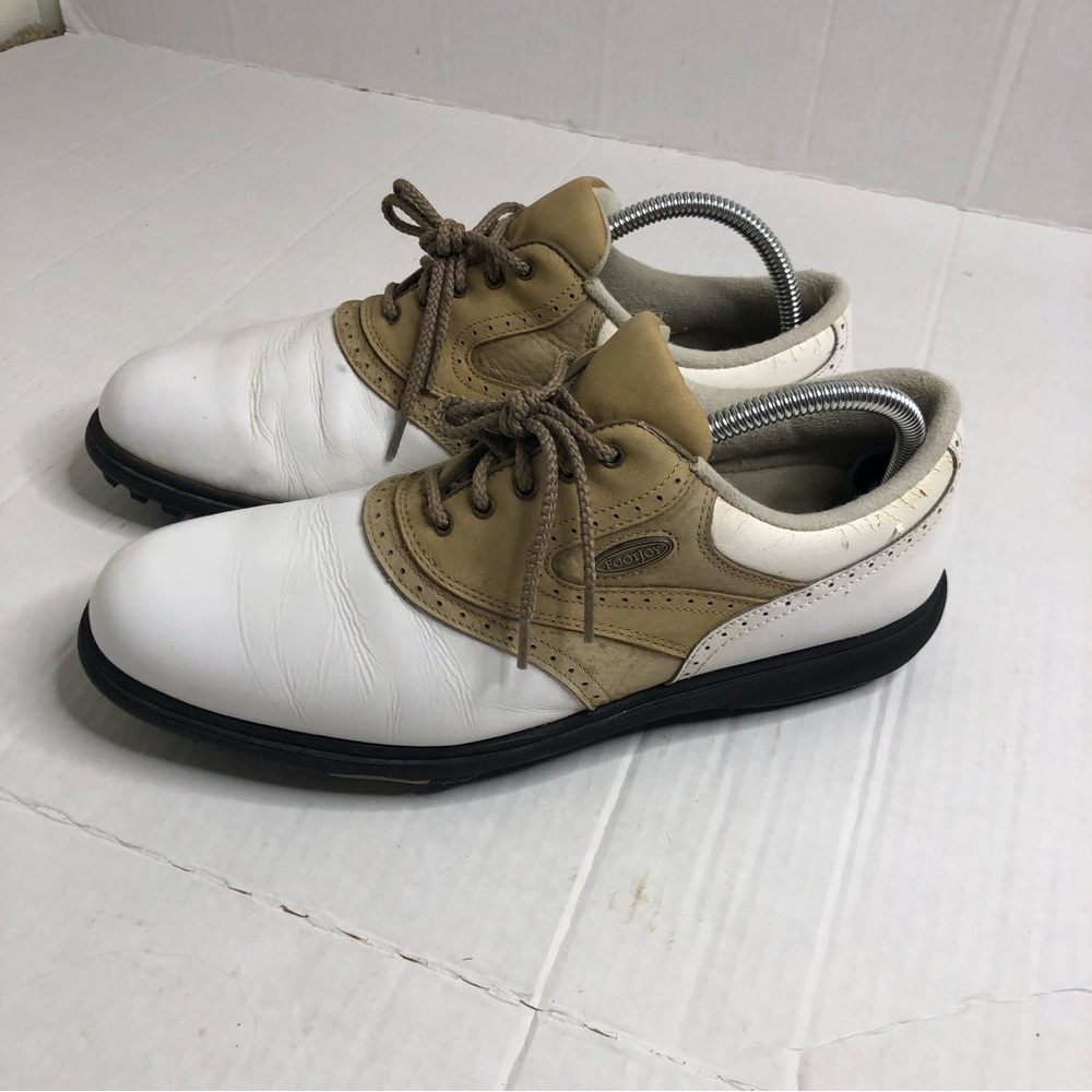 Footjoy Golf Shoes Womens size 10 Softjoys Terrains White Tan Spike